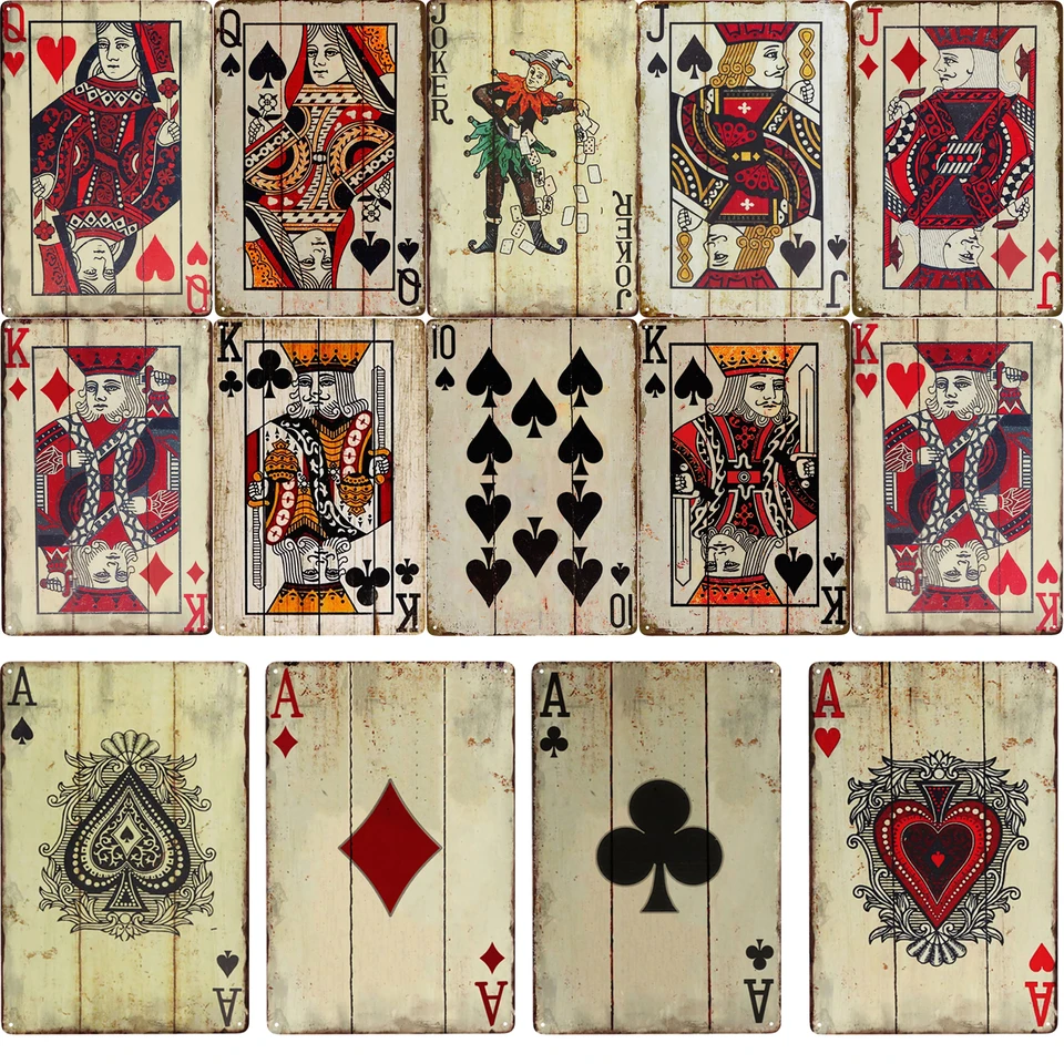 1pc vintage poker kovový znak retro žolík cín cín King Jack Sign Wall dekorácie pre domácu kaviareň Pub Shop 8x12 palca