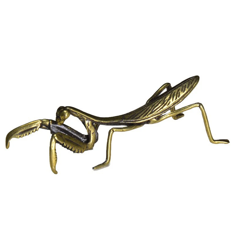1pc vintage zliatina mantis miniatúrna ozdoba čaj PET starožitný pevný hmyz figuríny stolové dekorácie remeselnícke príslušenstvo