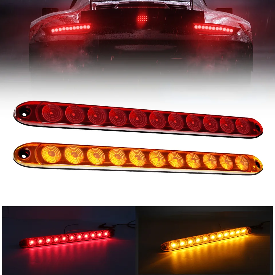 1PC vodotesný 16-palcový 11-palcový 11-lemovaný Tail Trailer Svetlo s brzdovým zastavením parku High/Low Jasten Marker Bar-12V Amber Red White