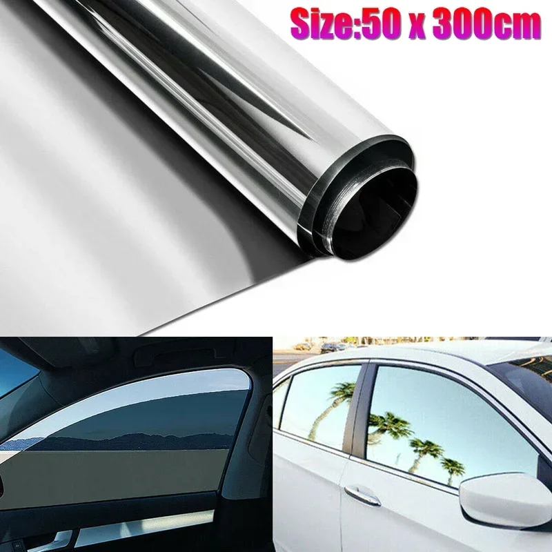 1pc vozidlá automobilu sklenené nálepky 20*10 stôp Univerzálne nezostrihané zrkadlo Strieborný chrómový odtieňový film Exteriér Exteriér