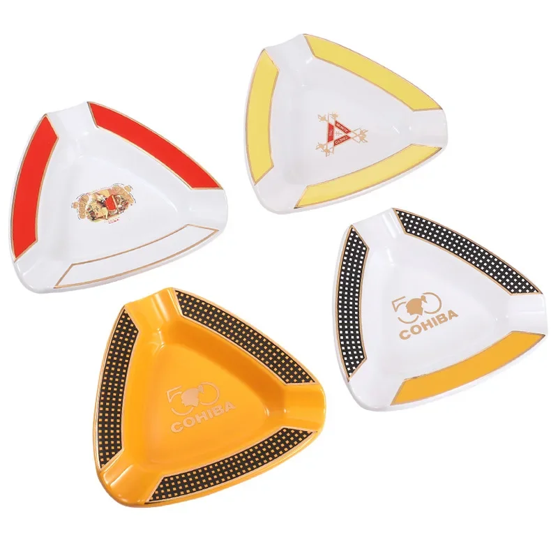 1PC Vysoko kvalitné cigárske gadgety domov Cigar Ashtray Prenosná keramika 3 drážky popolníkov