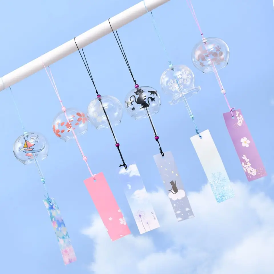 1pc Wind Bell Japan Wind Wind, ručne vyrábaný sklenený sklenený kúpeľ kuchynka