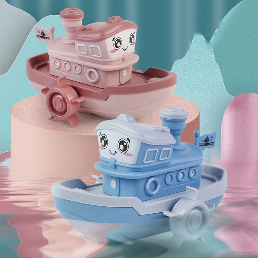 1pc Wind-Up Steamer Bath Toy, Funny Windup Steamship Tub Hrage Water Coat Water Hray Hračka Hračka čln pre hračky pre detskú kúpeľňu