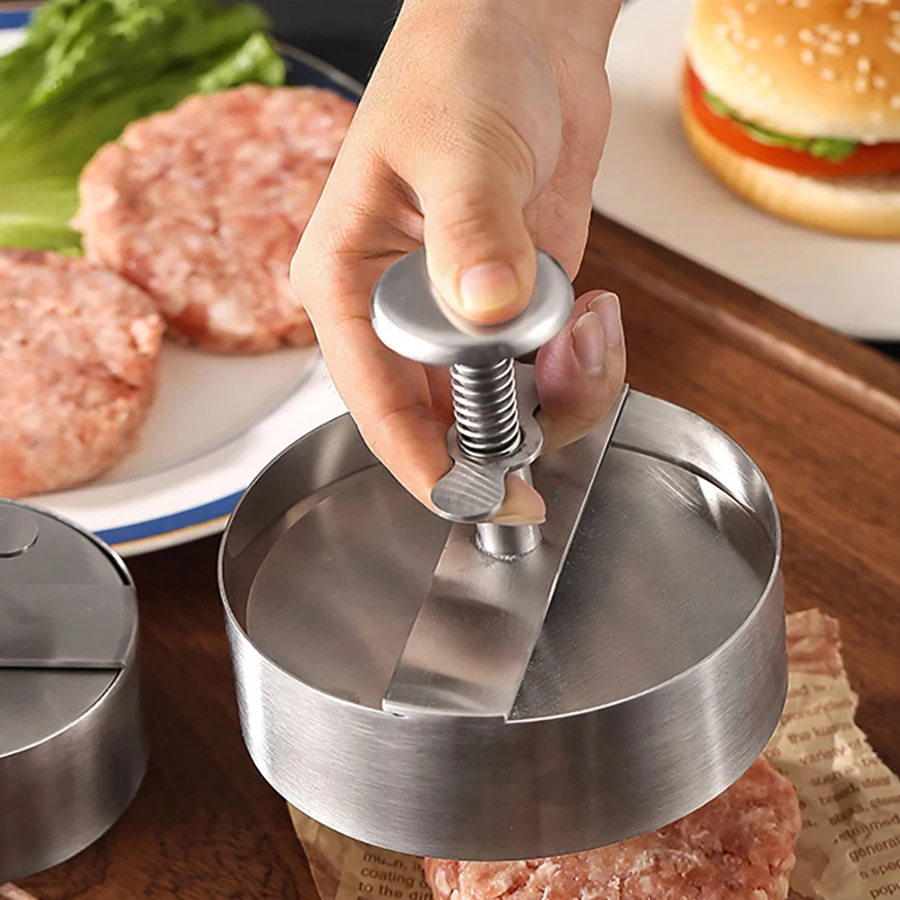 1PC z nehrdzavejúcej ocele Hamburger Mäso Press manuála hovädzieho hovädzieho hovädzieho plesnia detská výživa Ryža guľa Špeciálny kruhový koláč výrobky koláča koláča