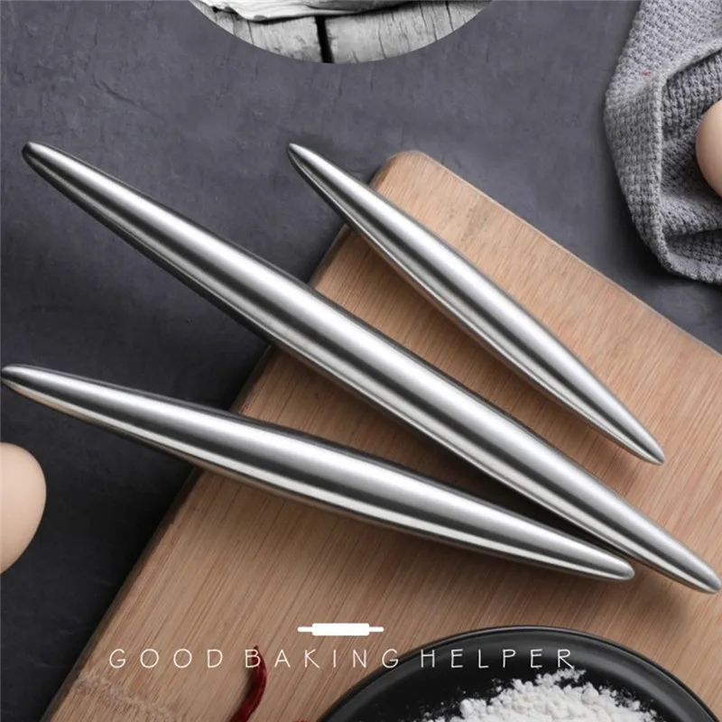 1PC z nehrdzavejúcej ocele Rolling Pin Kuchynské cesto Bake Bake Bake Pizza Nodles Cookie Cookie Knoly Výroby nelepivých náradí na pečenie