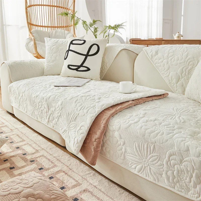 1pc zahusťované jacquard pohovky pokrýva sedadlá s nekĺzavou pohovkou zimná gauč Warm Slipcovers pre obývaciu izbu Solid Soft Sofa Uterák 쇼파 커버