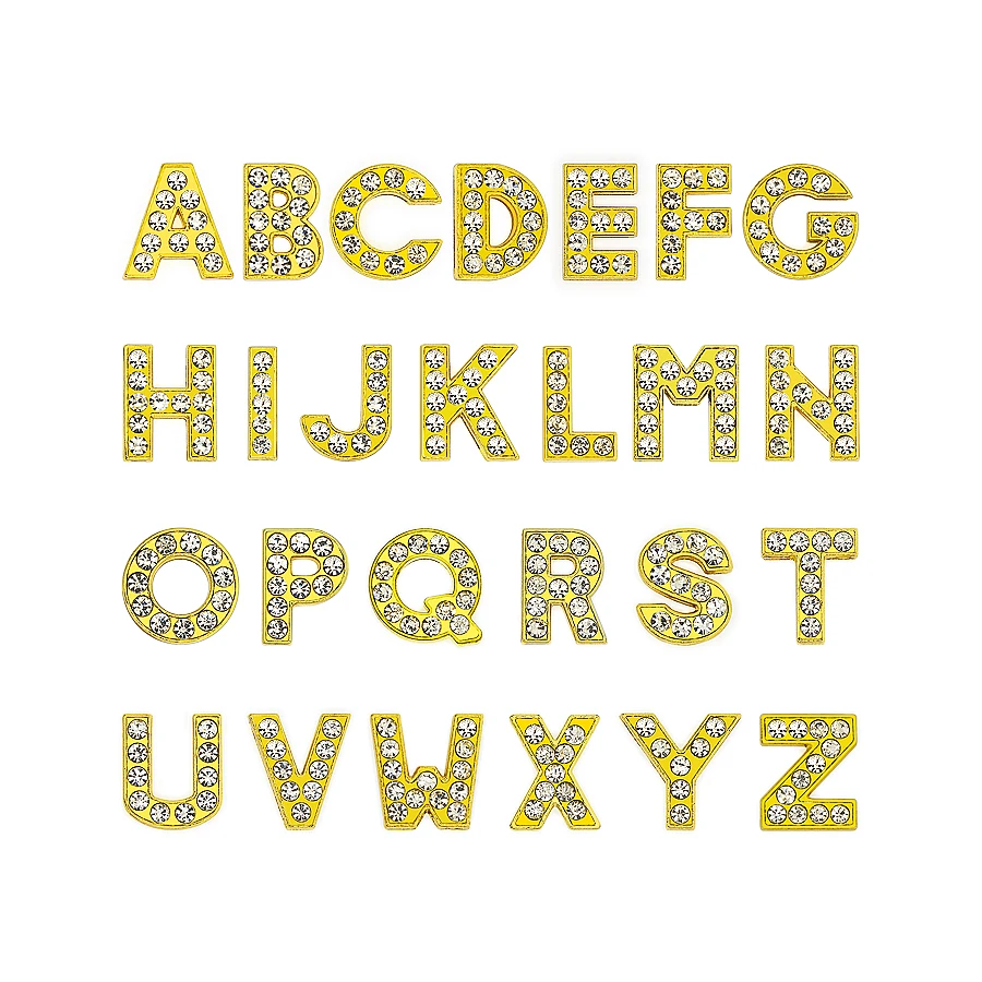 1pc Zlatá farba kamienok Slide Letters kúzla Náramok s 8 mm az DIY náramok pet golier kľúče dám
