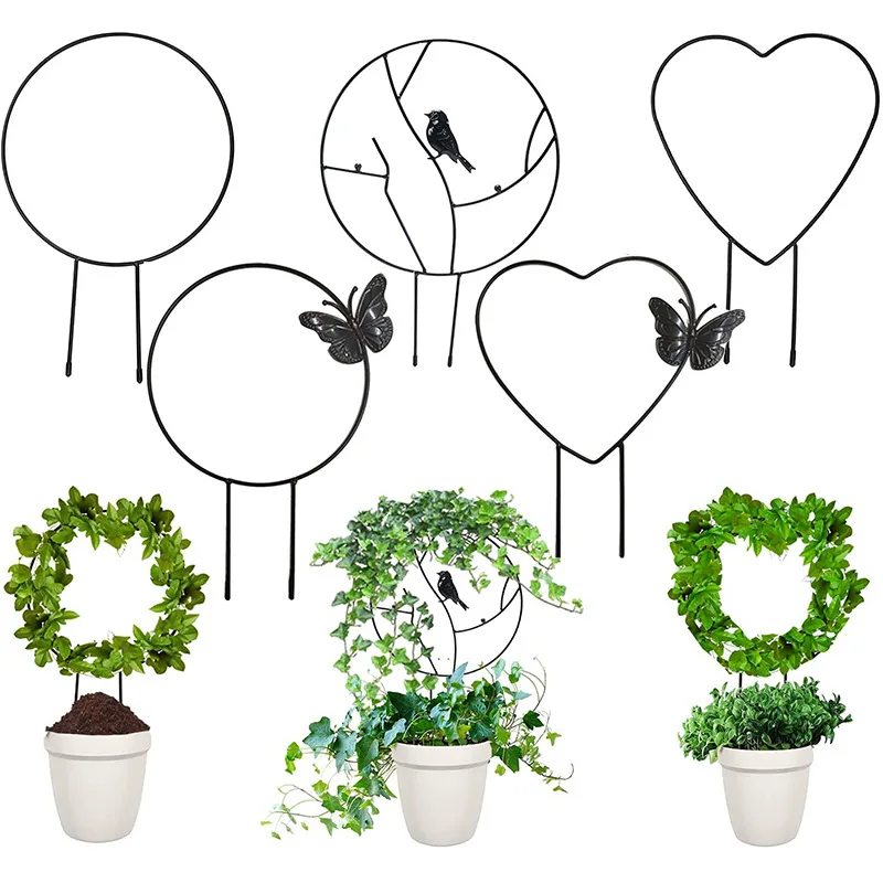 1PC Záhradná rastlina podpora stánok Round Round Vine Lezera Rack Rack Ironheart Kvetinové rastliny Trellis Rám záhradný výzdoba