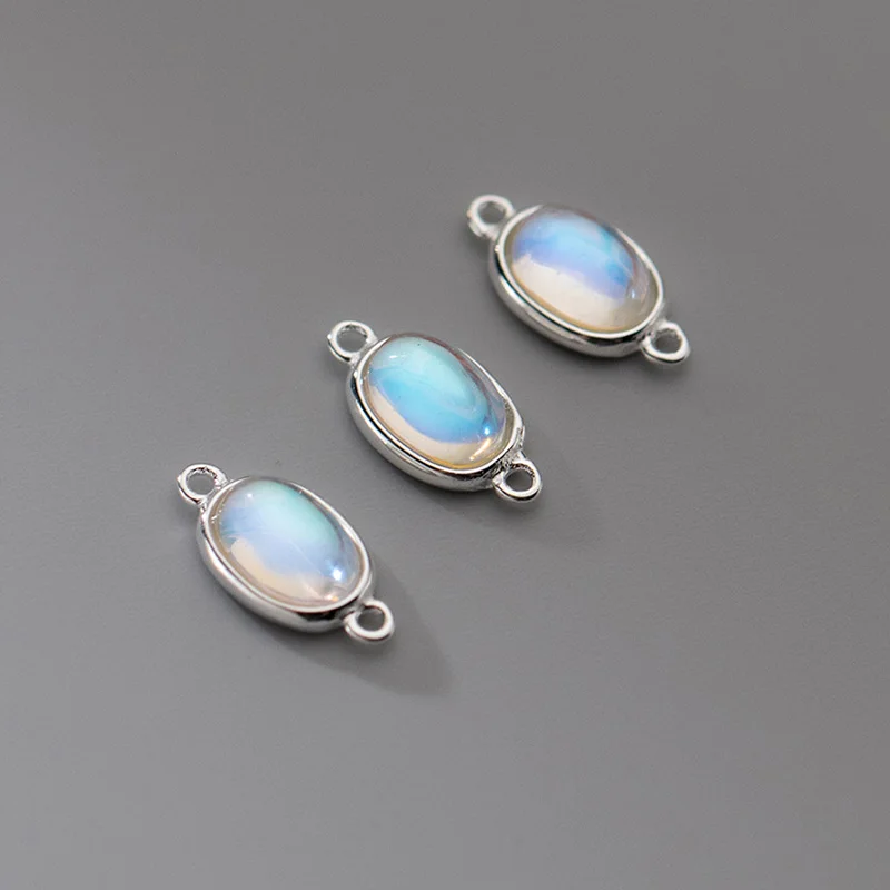1pc/časť 925 Sterling Silver Pretty Hole Moonstone Charms Dámske náramky náhrdelník Strieborné prívesky DIY šperky