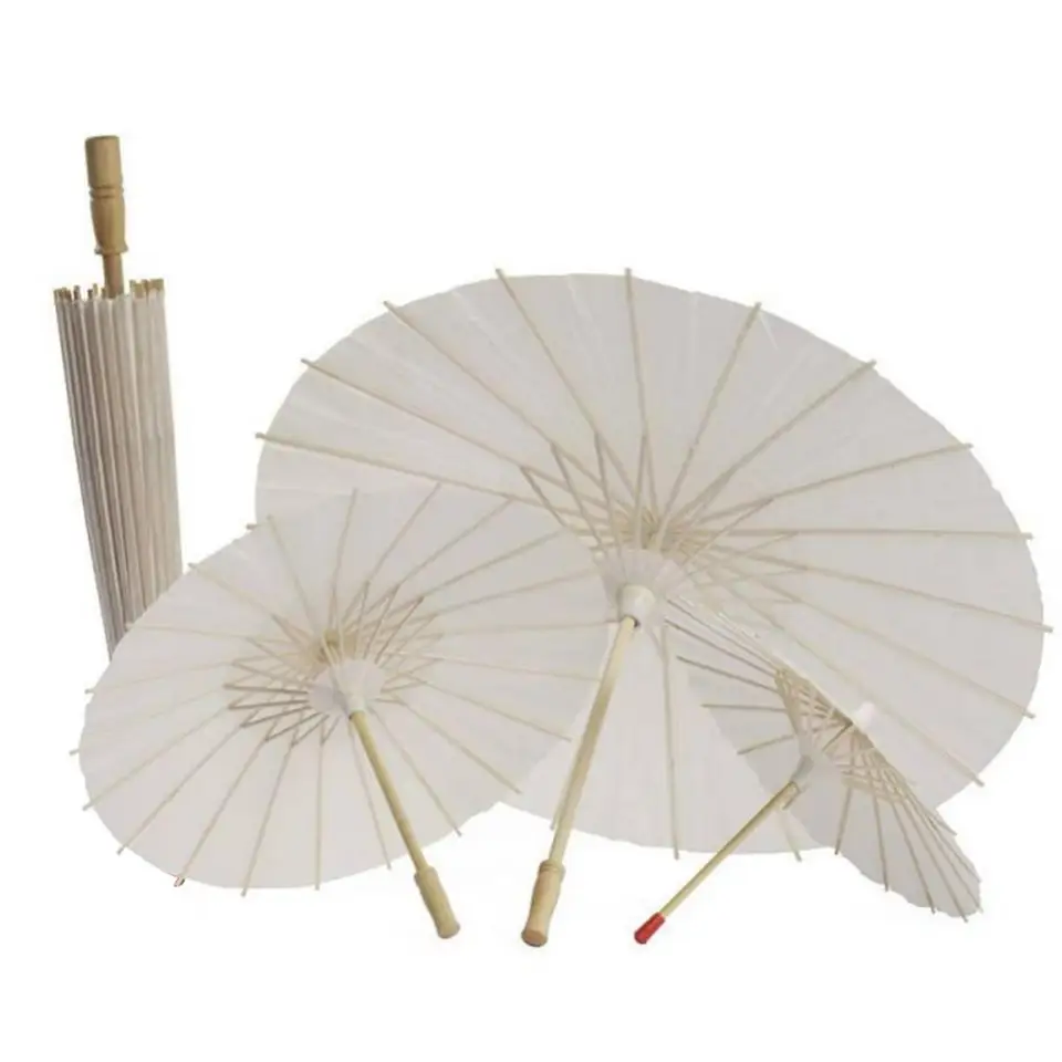 1pc čínske vinobranie DIY papierový dáždnik Svadobný dekor biely papier Umbrellas Foto natáčanie Parasol Dance rekvice Dance Supplies