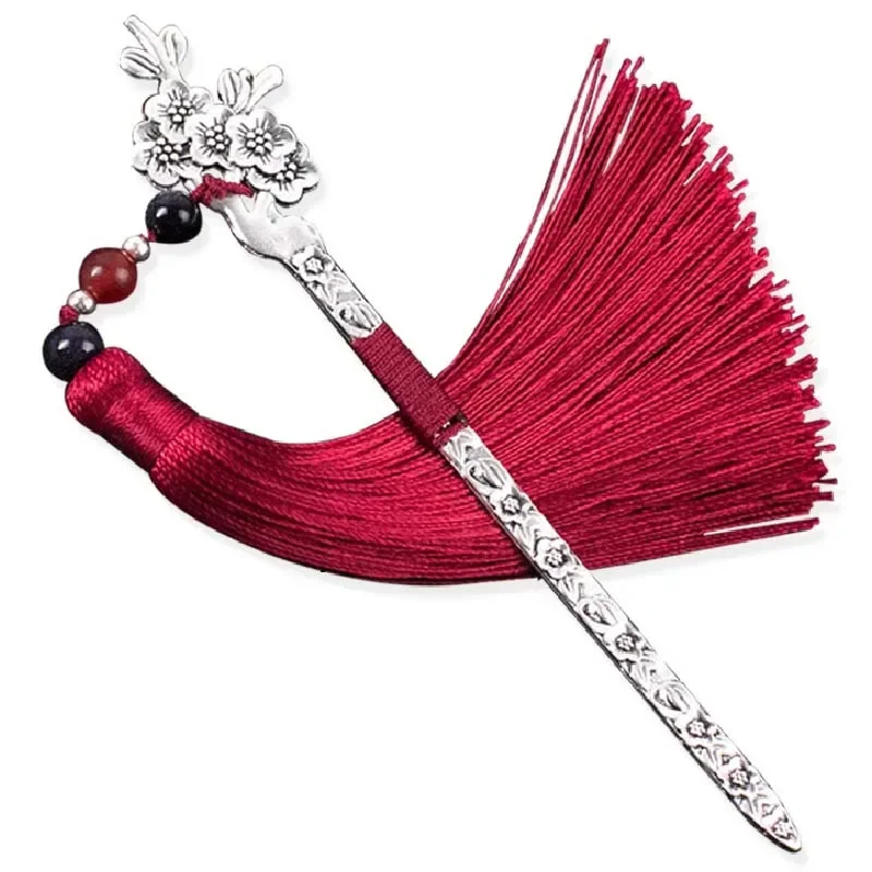 1PC Čínsky dizajn Vintage s Tassel Gift Plum Bossom Book Offices Študent Creative School Supplies Supply Metal Bookmark
