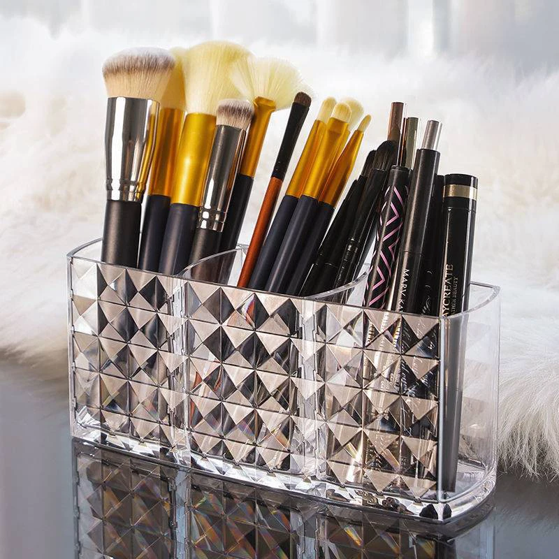 1pc číry akrylový make -up kefový držiak stoly kozmetický organizátor rúž kefou kefou rúžový držiak kefy