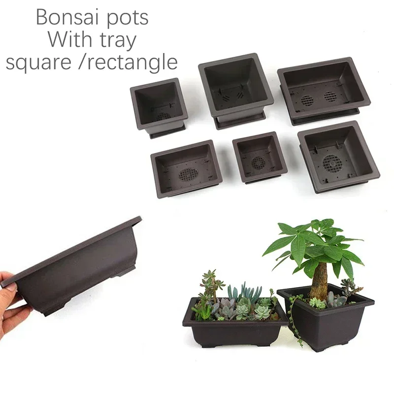 1pc štvorcový kvetinový nádoba Imitácia plastový balkónový hrnce kvetina bonsai misa škôlka povodia Imitácia Imitácia obdĺžnikov