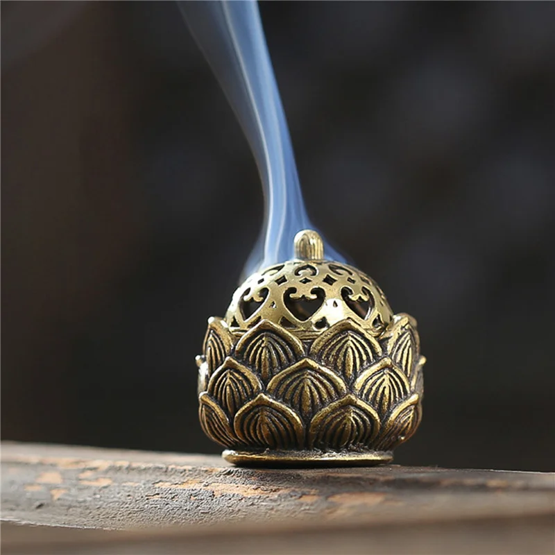 1pc žltý dutý lotosový kadidlo horák kadidlo Kadidlo sedadla Stolové ozdoby Mini kadidlo horák Vintage bronzový horák kadidla