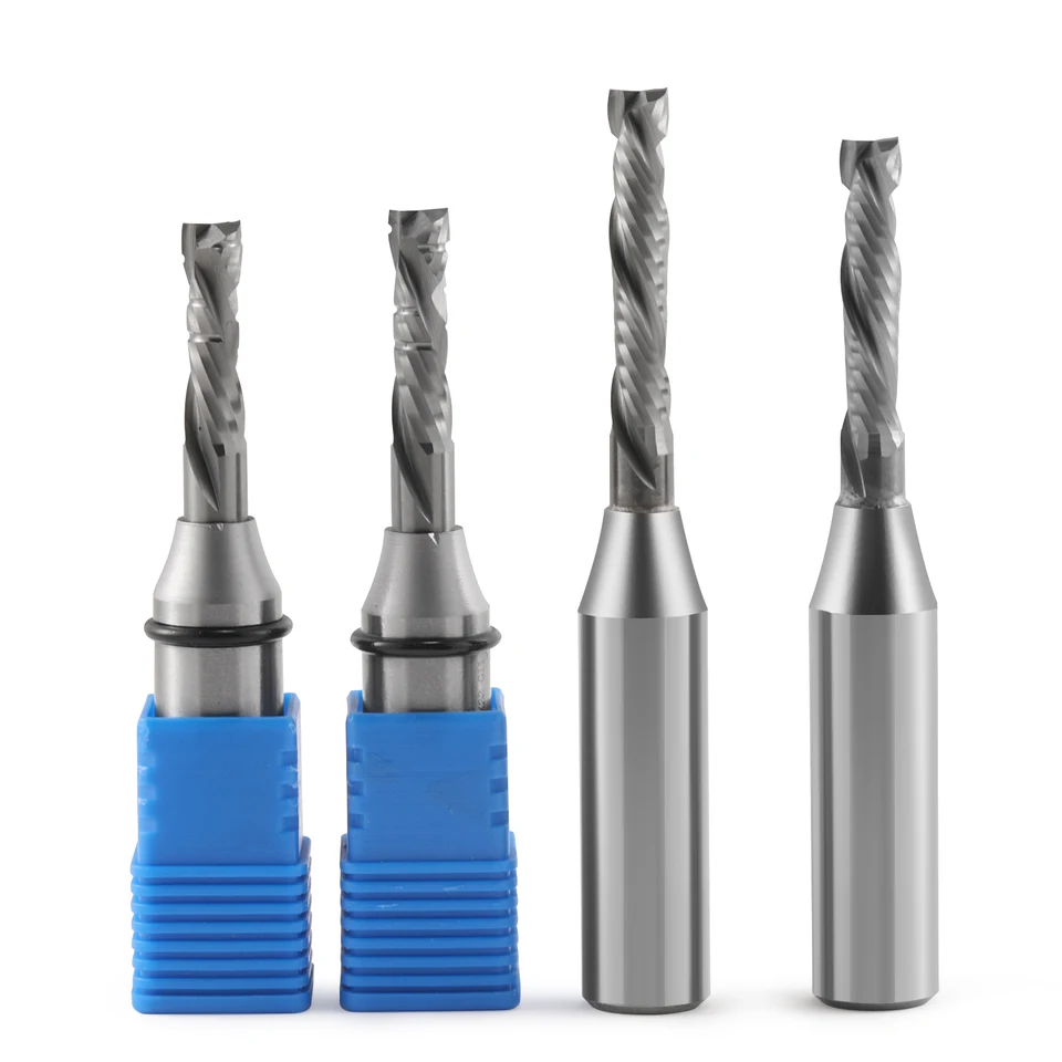 1pcs 1/2 stopky Dve flauty TCT dole dole Cut Fleging Cutter Cutting Granting Granting Woodworking Hrouging Slotting Router Bit