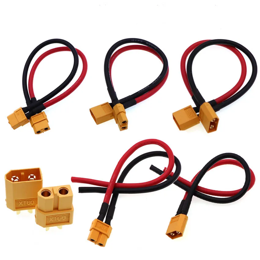 1pcs 10cm 20cm 30 cm xt60 Konverzné káble Vysoko prúdový samec na predlžovanie zástrčkového predlžovania kábla Silikónový drôt konektor 12awg