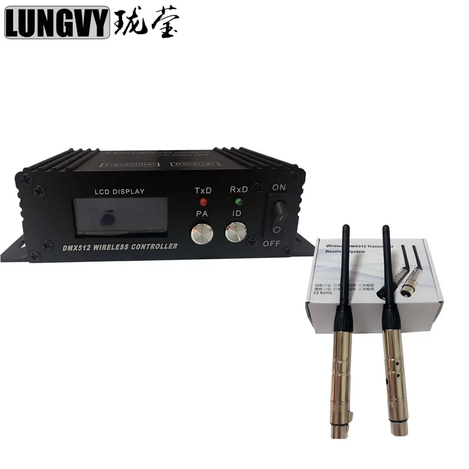 1pcs 2.4g Wireless LCD Display Ovládač osvetlenia + 2pcs DMX512 bezdrôtový mužský a ženský prijímač a vysielač a vysielač