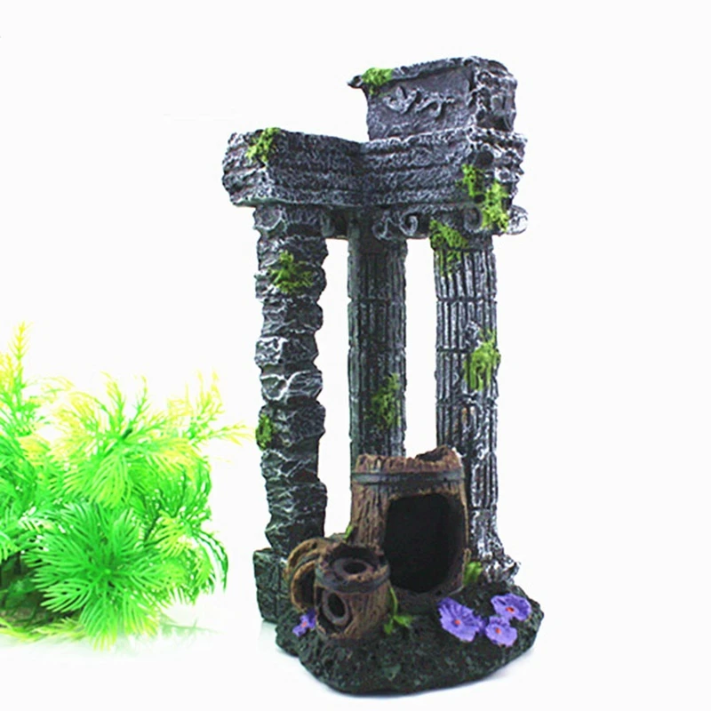 1pcs 24cm rímsky stĺp Rím Rím Pilier akvárium dekorácia rybárskych tankov Terénne úpravy domácej kancelárie Ornament Živú živicu Staroveká Rím