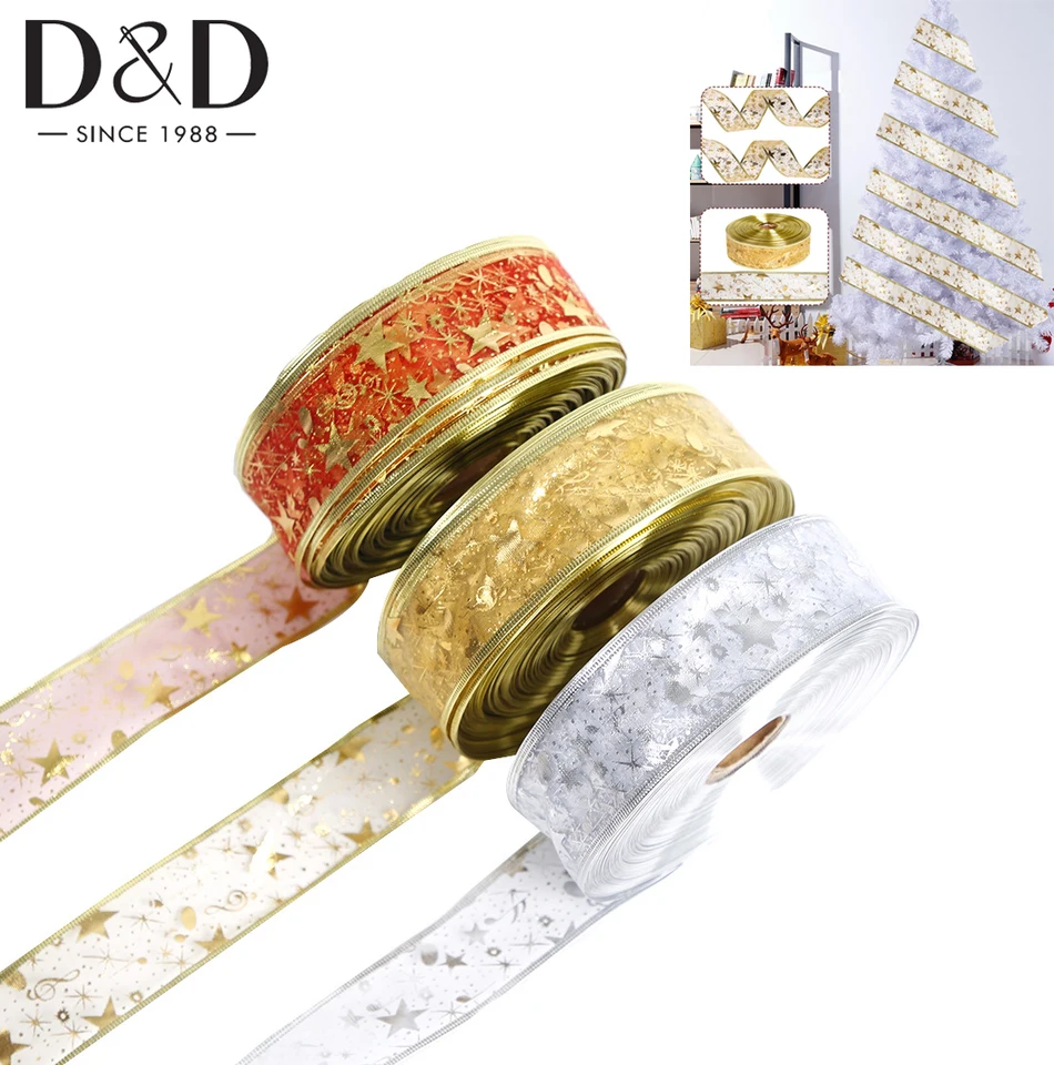 1pcs 2mx6cm Zlatá stuha hudobná nota Pentagram Ribbon vianočná dekorácia DIY vianočné večierky Svadobné potreby darček