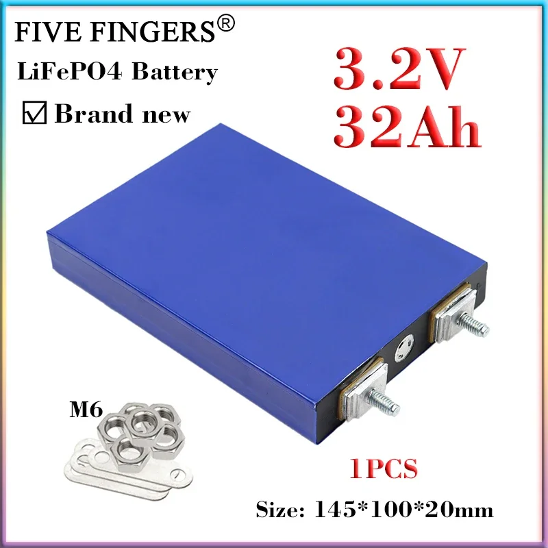 1pcs 3,2V 32AH LifePo4 Nabíjateľná batéria 3C výtok 32000 mAh DIY 12,8 V 4S 24V 36V Motorické bunky Motocykle Modifikácia Stud Stud Stud