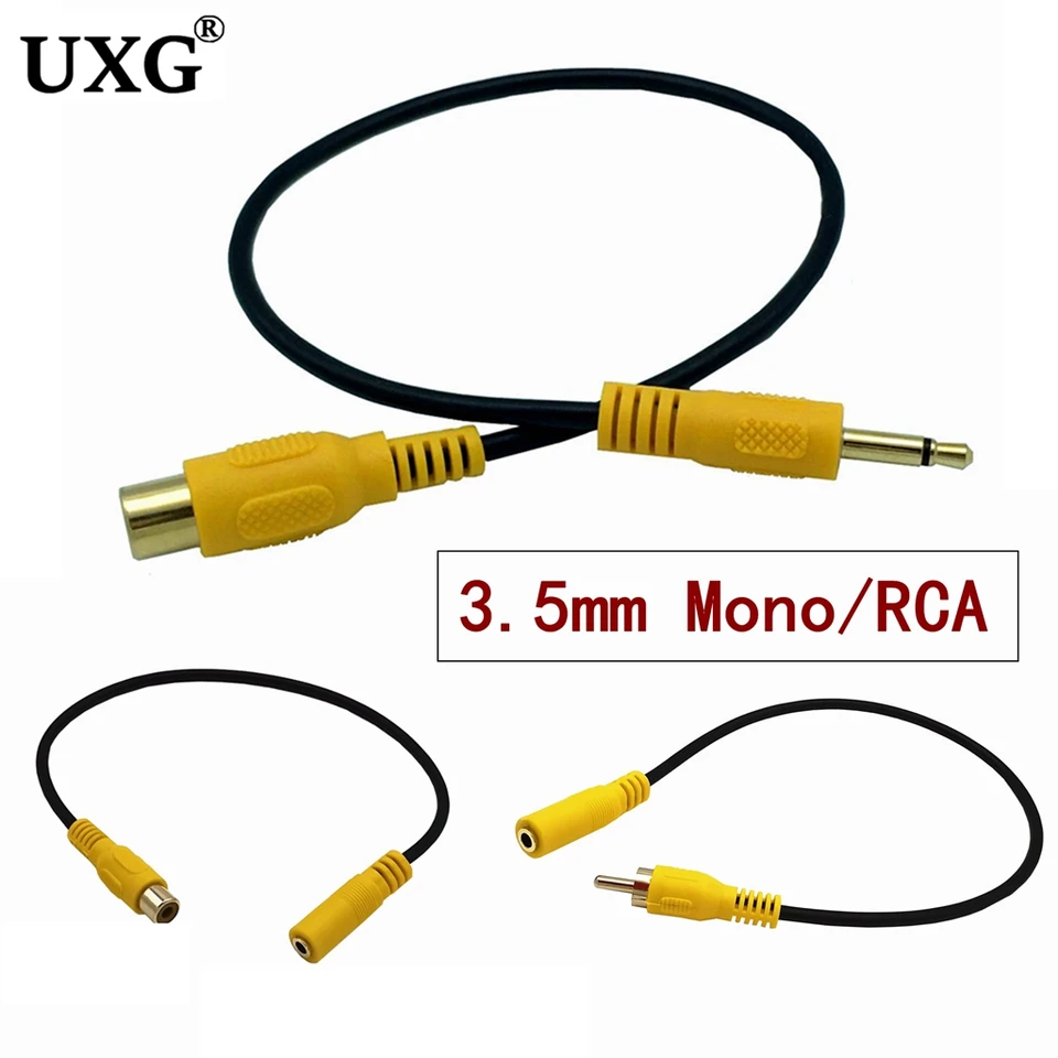 1pcs 3,5 mm mini mono 1/8 palca 3,5 mm plug samec samec k RCA Video kábel MF pre kameru DVR kameru 1 stôp 30 cm