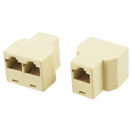 1pcs 3 Way RJ45 LAN Network Ethernet Splitter Connector Khaki