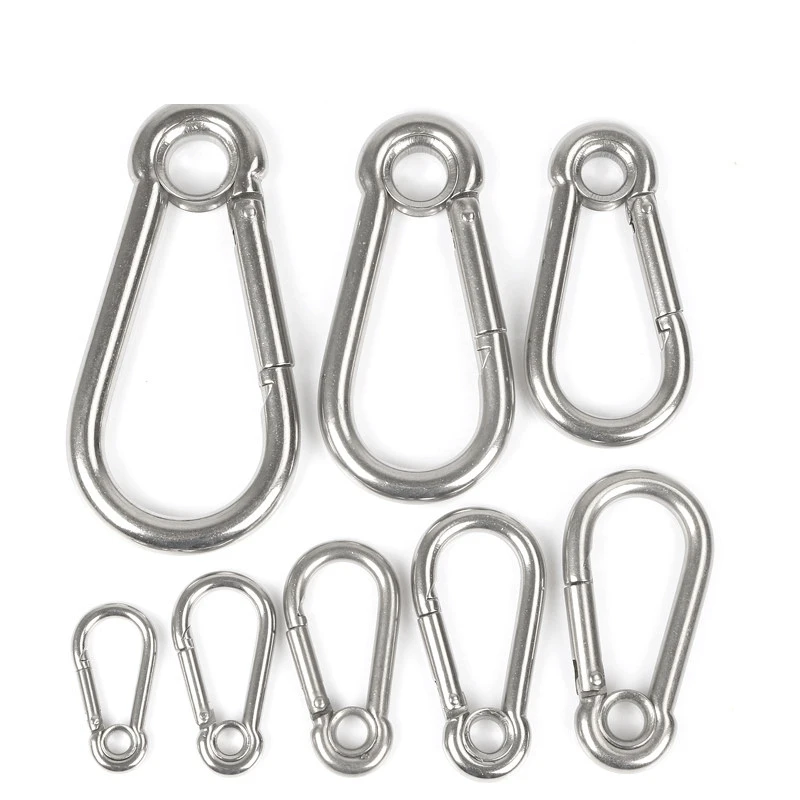 1pcs 304-stajne bez oceľovej karabíny Clip Carbine Snap Hook Keychain Karabiner pre vonkajšie kempingové horolezectvo na turistické spony O-krúžkov
