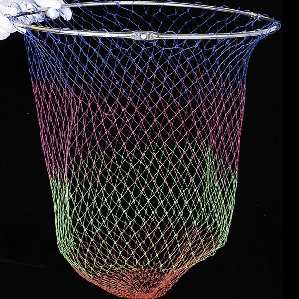 1pcs 3Sizsnylon Fishing Nets Colpsible Fishing Tools Rhombus Mesh Hĺbka hĺbka skladacieho nylonového pristátia Net Net