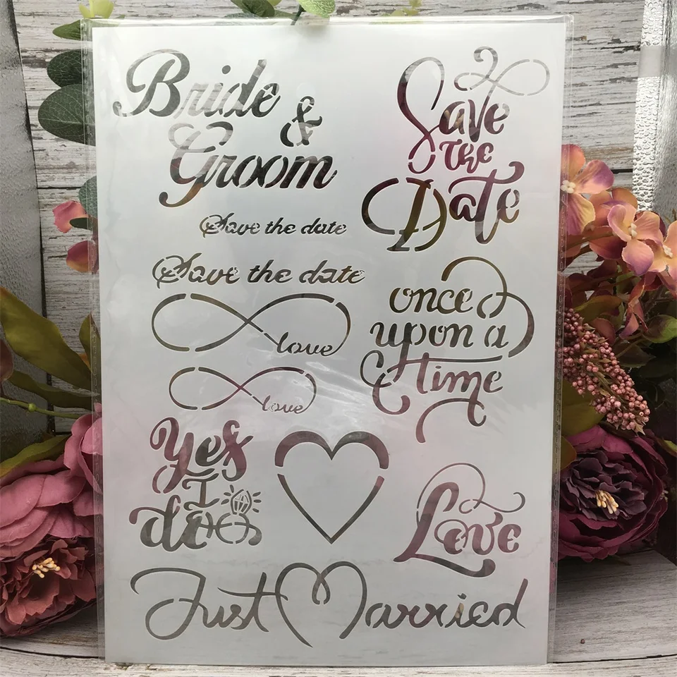 1pcs A4 29 cm uložte dátum milostné slová DIY vrstvenie šablóna nástenná maľba zo scrapbook sfarbenie eričné ​​album dekoratívna šablóna
