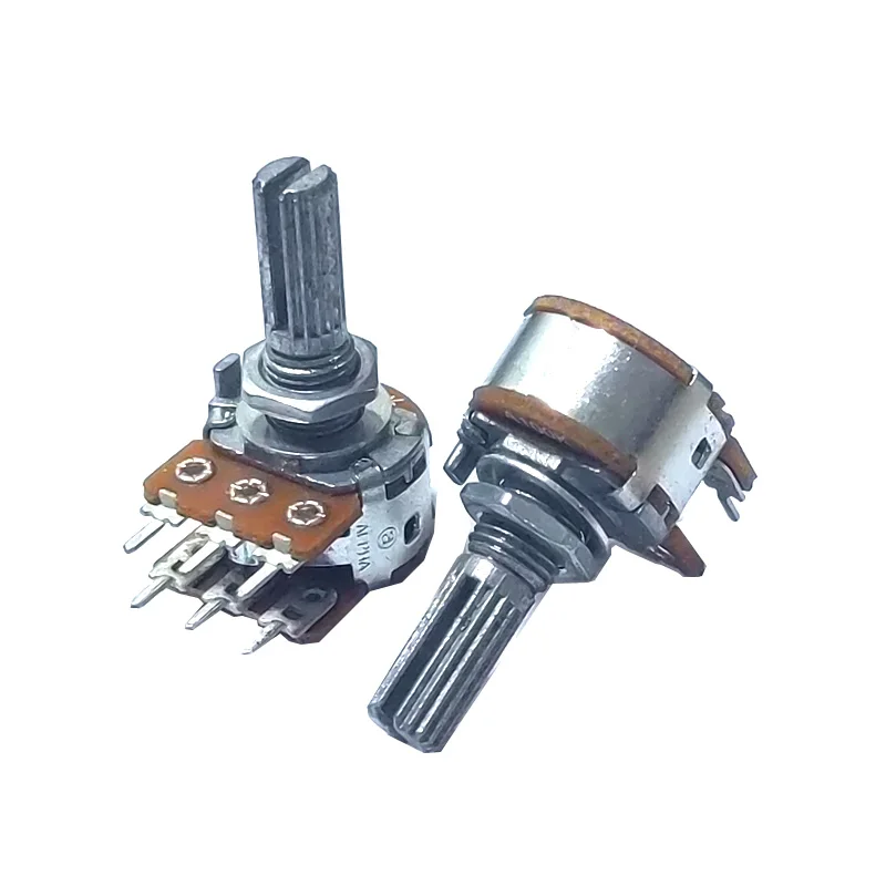1pcs alfa rk163 A100KX2 Audio-Dual-Unit Rotary Potentiometer 6pins 20 mm kvety hriadeľ