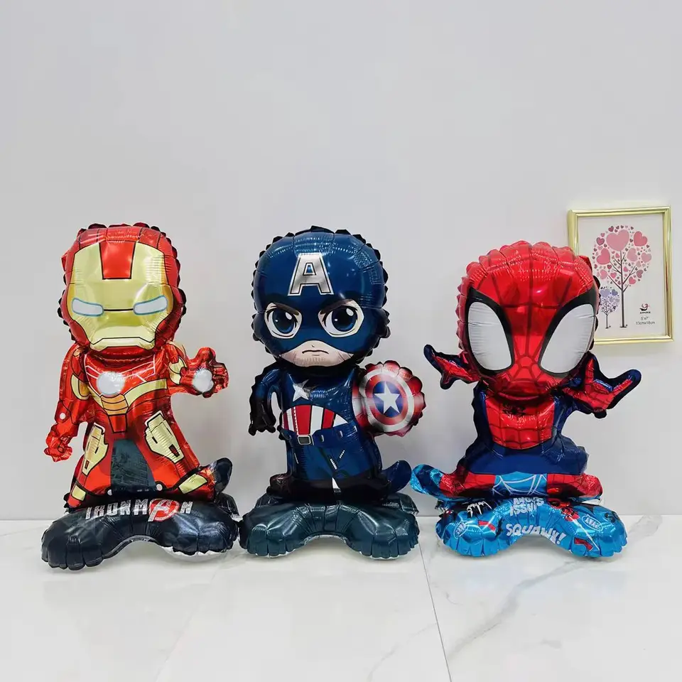 1pcs anime hrdina hliníkový film balón BASE BALOON BALLOON BALLOON KARTOON SPIDER MAN Iron MAN tematický chlapec detské hračky dekorácia