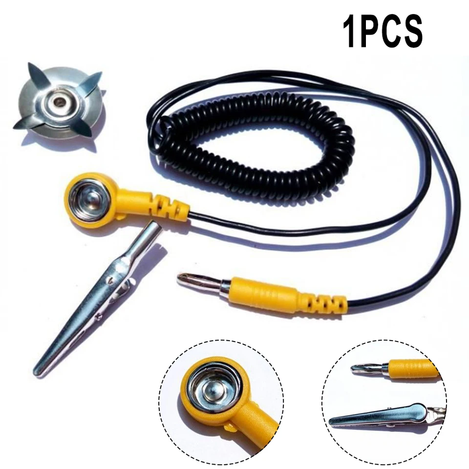 1pcs anti-statický uzemňovací kábel ESD Coiled Coil For pre Aligátor Coll Claw PU Drôt nastaviteľný ESD Uzemňovací drôt ochranca