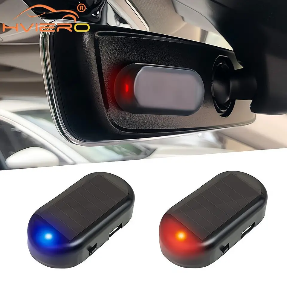 1pcs auto falošné bezpečnostné svetlo solárne napájané simulované figuríny Alarm bezdrôtové varovanie proti krádeži varovania LED LED LED IMITÁCIA