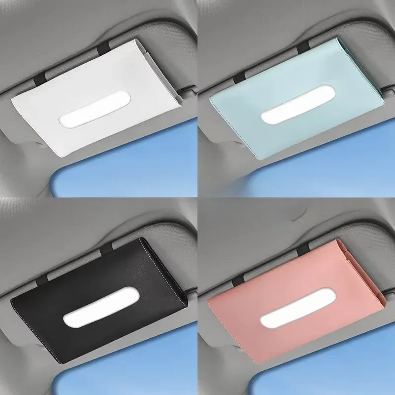 1pcs automobilový tkanivový box držiak na slnečné skrinky Automatické interiérové ​​úložisko PU koža dekor uterák