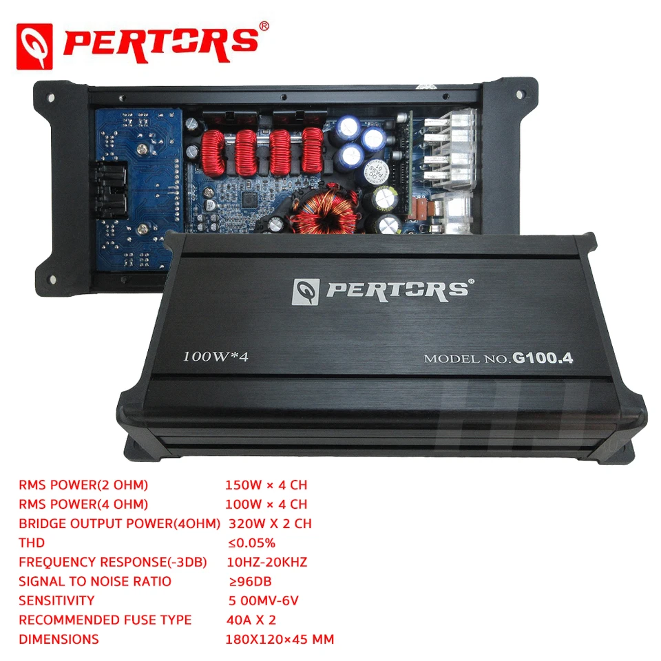 1pcs CAR-Power Zosilňovač 4-kanálový reproduktor subwoofer Audio Amp 4*100W Zvukový zosilňovač Tweeter stredný basový reproduktorový reproduktor Power zosilňovač