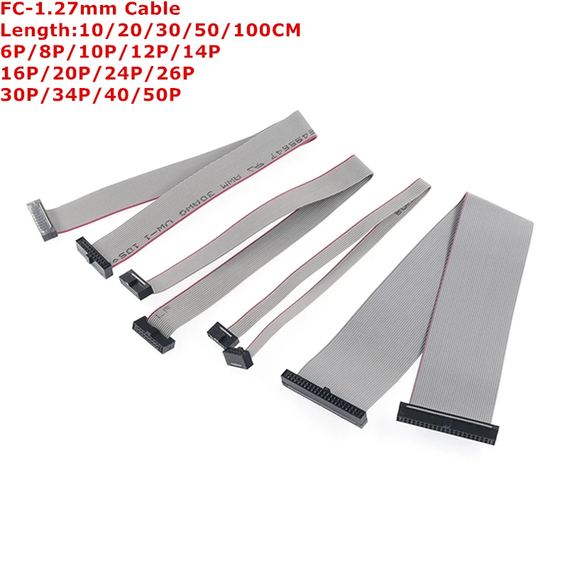 1pcs FC 1,27 mm ihrisko šedú plochú stuhu Dátový kábel IDC Dvojité konce Rovnaký smer