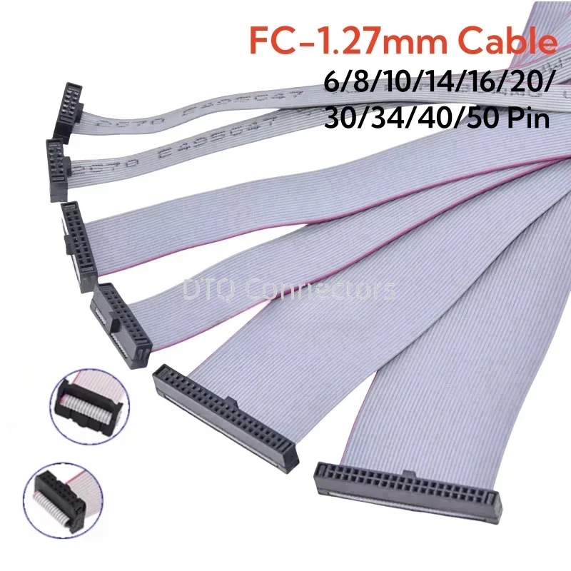 1pcs FC 1,27 mm ihrisko šedú plochú stuhu Dátový kábel IDC Dvojité konce Rovnaký smer