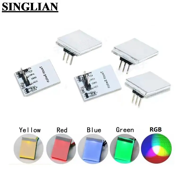 1pcs Httm Series Series Capacitive Touch Switch Modul 2.7v-6v RGB Modrá červená zelená žltá Strong proti Interferencii pre Arduino