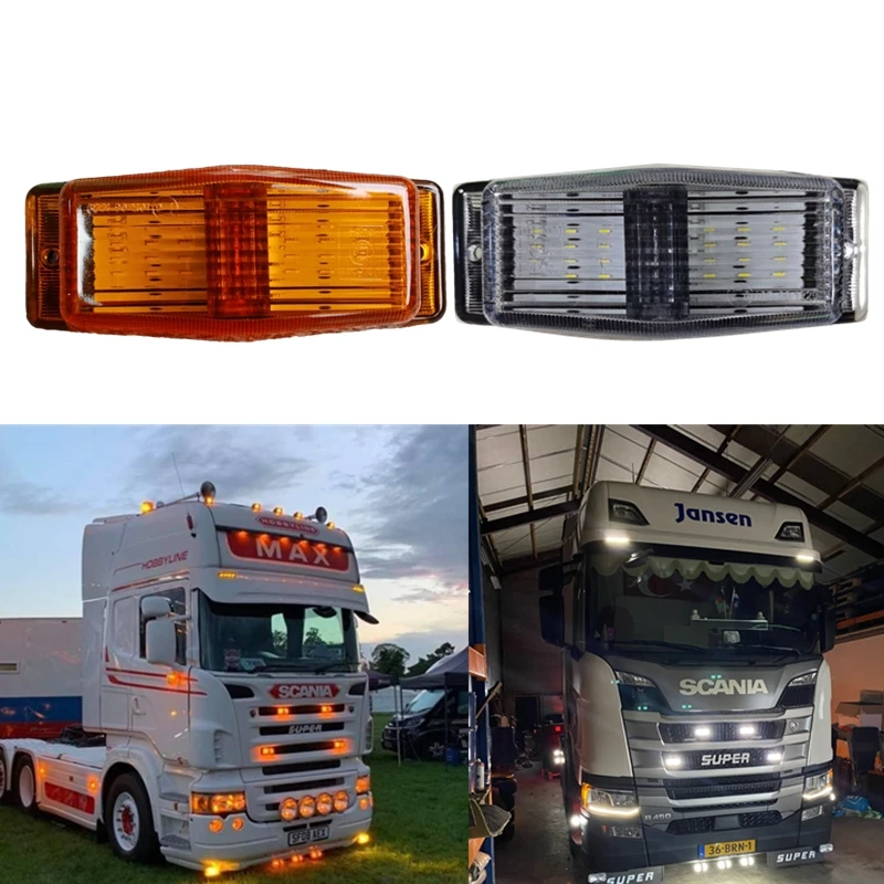 1pcs jantárové biele LED nákladné auto Scania Scania predné mriežky Farch dvojitého horáka PLE značky pre DAF muž pre benzové svetlá nákladných automobilov