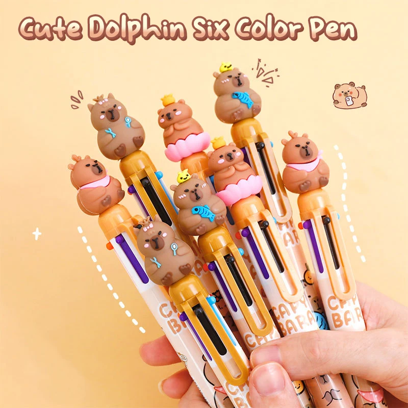 1pcs karikatúra Capybara Multicolor Ball Pen Ballpoint Pen viacfarebné perá farebné náplňové multifunkčné farby u jedného študenta
