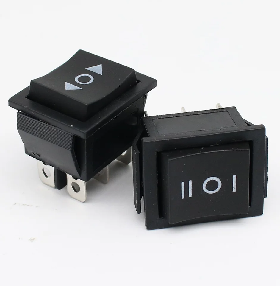 1pcs KCD4 Black Rocker Spínač napájacieho spínača Off-Off 3 Polohy 6 PIN Šípka je resetovaná 16A 250VAC/ 20A 125VAC