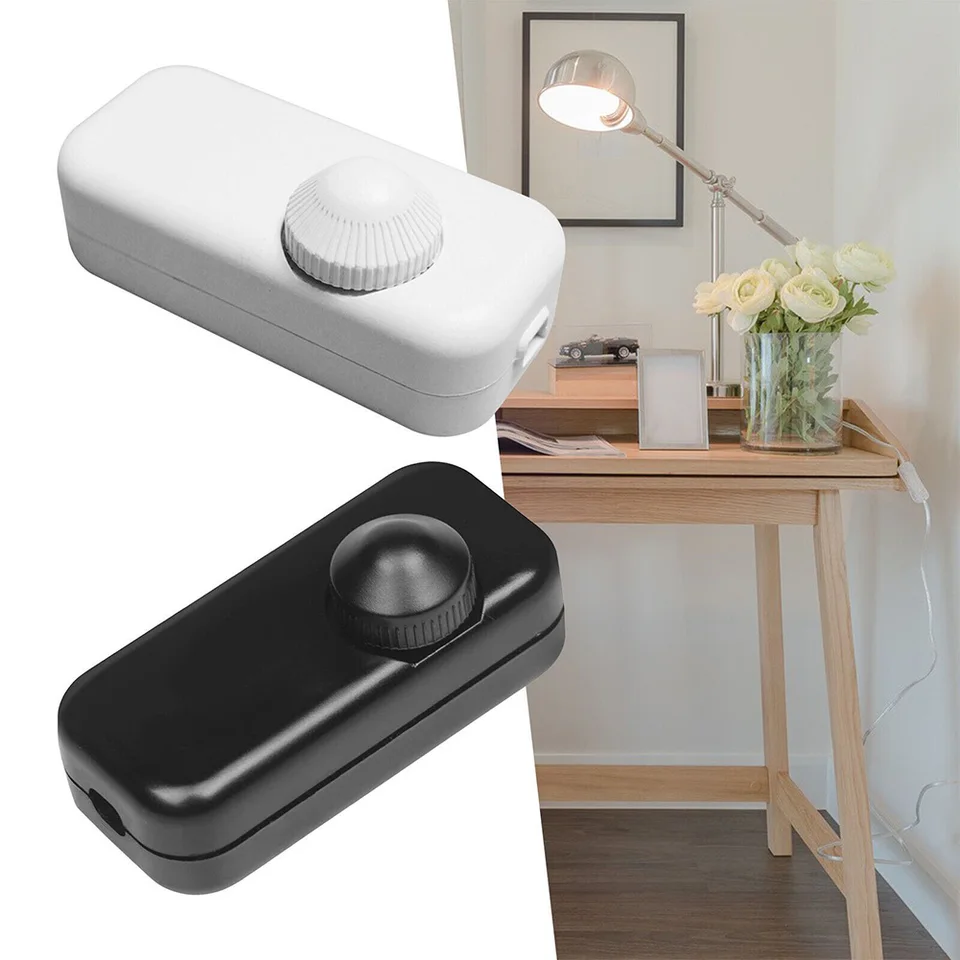 1pcs LED Dimmer Switch Inline Vstavaný rotačný/vypnutý a ovládací stmievač 2 Color 2 Color 3-24W 220-240V 50/60Hz Power prúžky