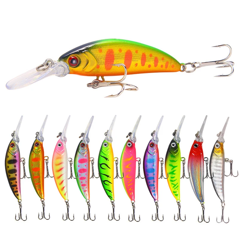 1pcs Minnow Rybárske návnady 6 g 7cm basy topwater Luya návnady Hard Swimbait Artificial Tinning Runding Fishhook