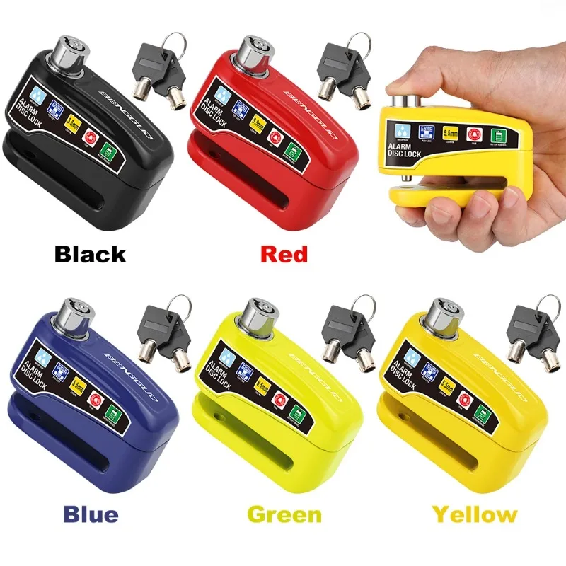 1pcs motocykel Bicycle Lock Lock Ochrana alarmu visiaci zámok nepremokavý Brakelock s kľúčmi bezpečnostné proti krádež