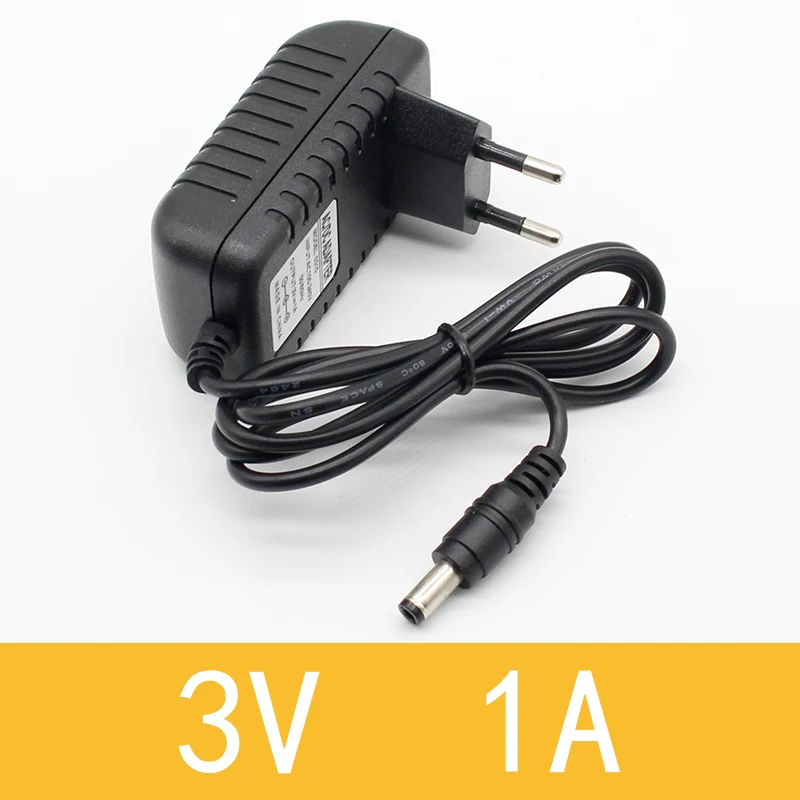 1pcs Nový adaptér AC prevodníka DC 3V 1A Nabíjačka napájania EU EU Plug 5,5 mm x 2,1 mm