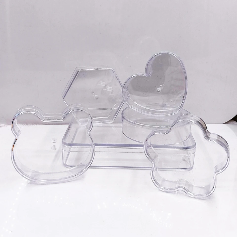 1pcs priehľadné plastové šperky skladovacie skrinky s krytom kvetinové tvarové nádoby na kontajner