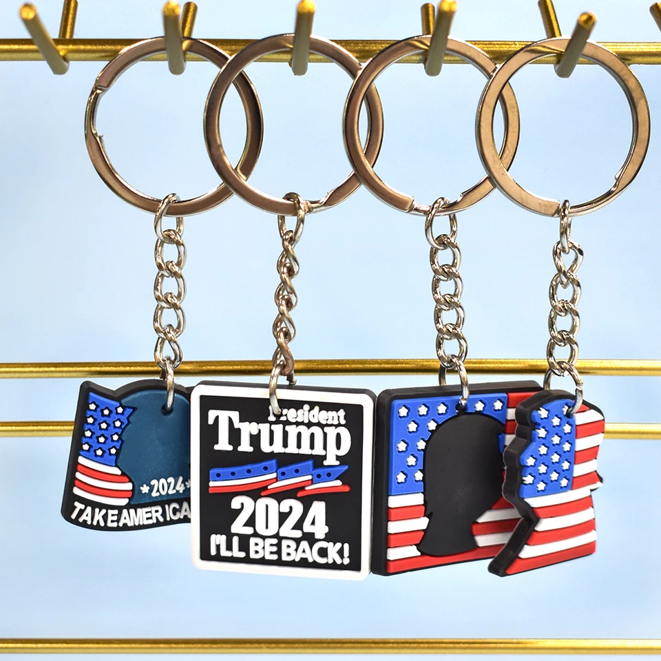 1pcs PVC Trump Keychain Celebration Keychain Kartoon postava KeyFrame Vhodný pre dospelých kľúčových darčekových doplnkov