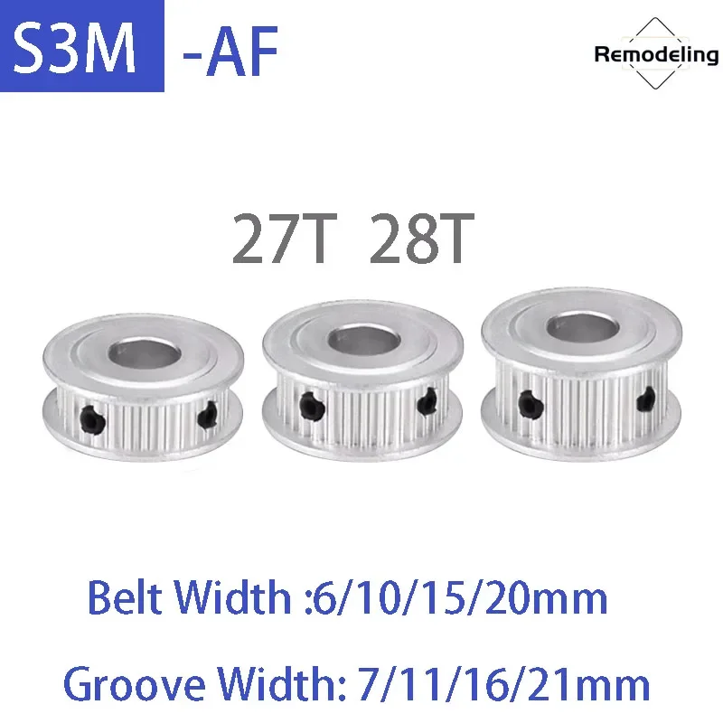 1pcs S3M AF načasovanie hliníkovej zliatiny kladky 28T 28T Synchrónna šírka pásu kolesa 6/10/15/20 mm vrtu 5 mm-15 mm tón 3 mm