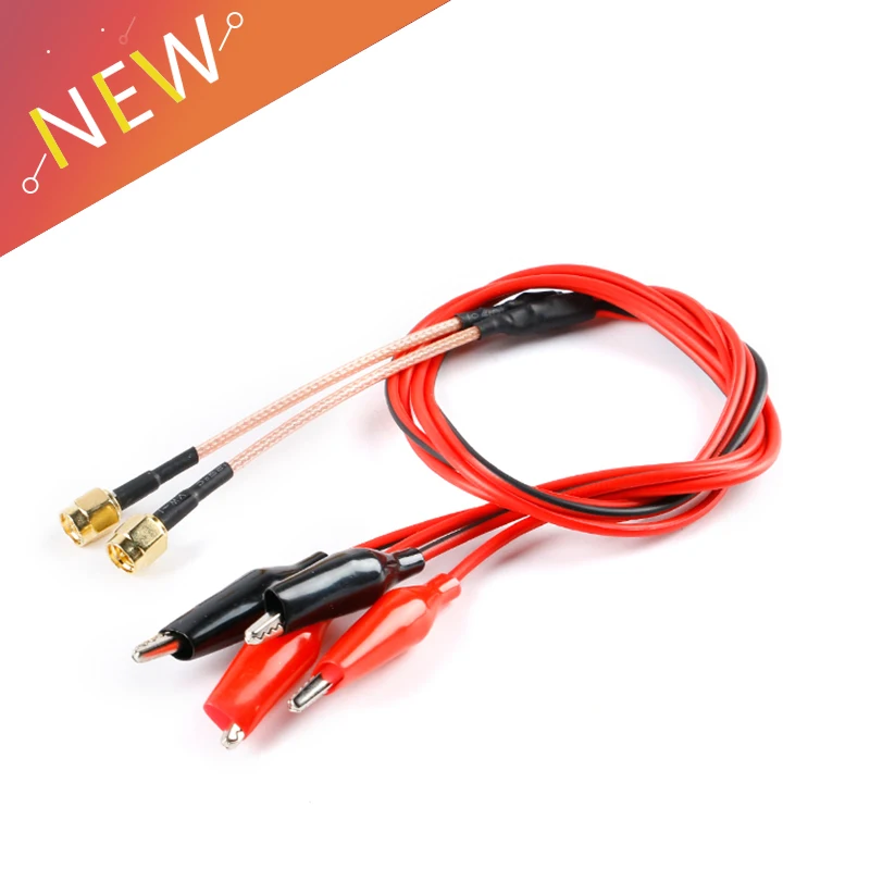 1pcs SMA Muž RG316 RF koaxiálny kábel na klipy s duálnym aligátorom Červený a čierny tester Olovený drôt 50 cm konektor