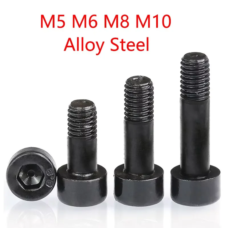 1pcs stupeň 12,9 polovičná závitová šálka skrutky hlavy M5 M8 M8 M10 zliatina Oceľ Čierna šesťuholník HEX HEX HEX HEAD CAPLE ALLEN Long 35 ~ 300 mm